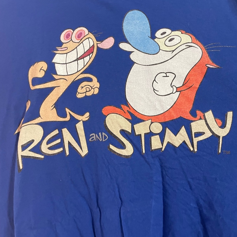 Ren and Stimpy Blue Graphic T-Shirt